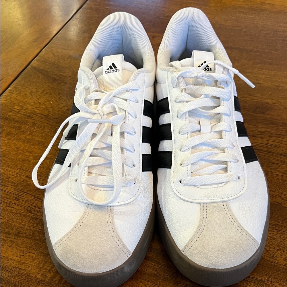 Adidas Men's White Sneakers VL 3.0 Court shoes with Black Stripes